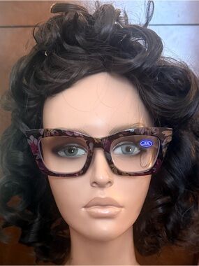 Brand new pair BLACK PINK FLORAL Blue Light 2.50 power reading glasses.